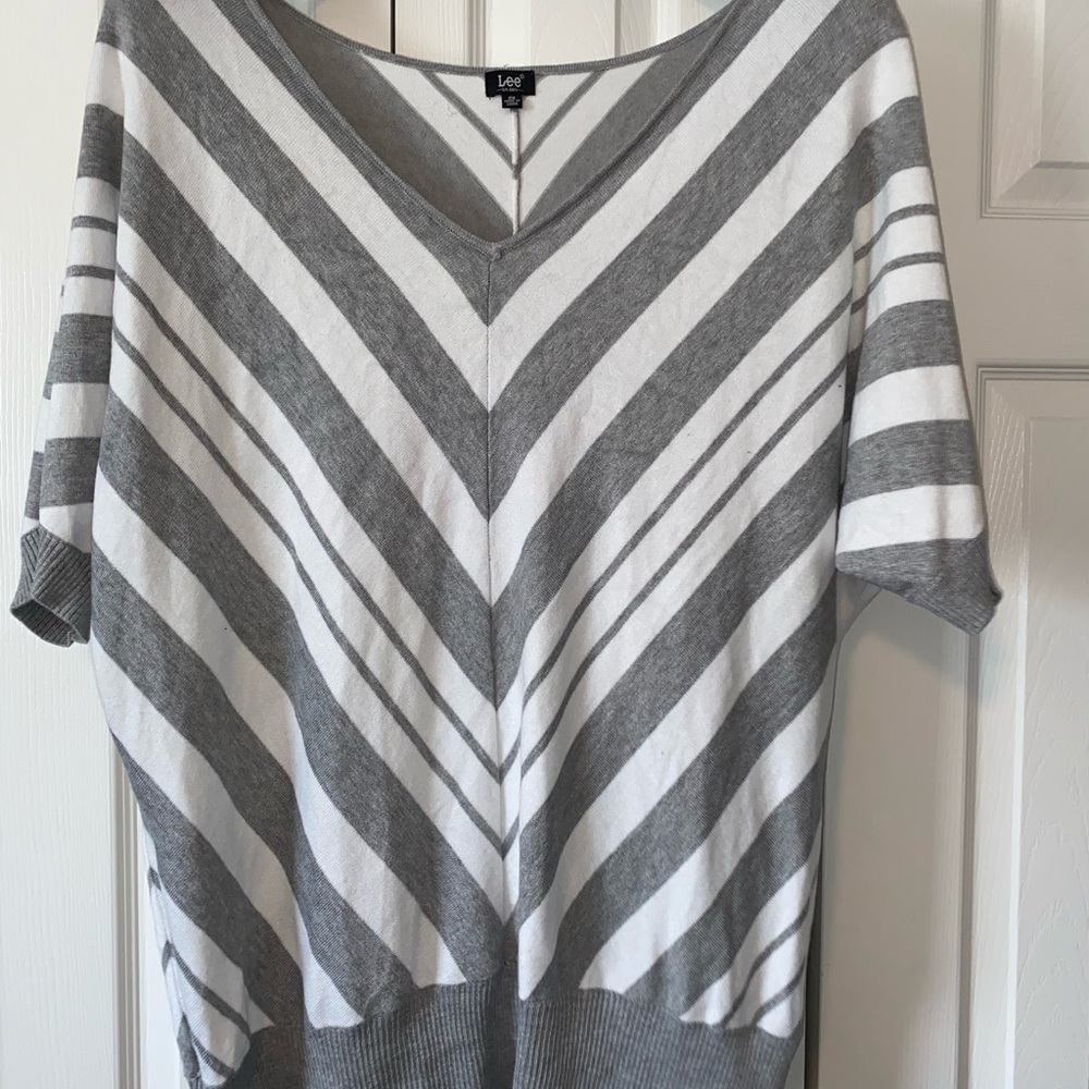 Gray and white striped sweater